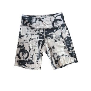 Calvin Klein Performance Womens Grey Black Abstract Bike Shorts Pocket Small